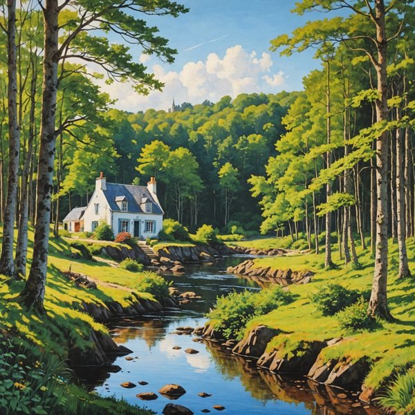 Peut-on trouver une maison de vacances en Bretagne avec des cours de peinture sur bois et des excursions en forêt ?